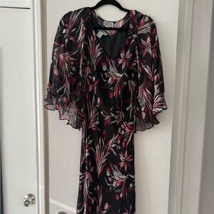 Vintage beaded Robbie Bee Black and Pink Floral Dress with matching bolero